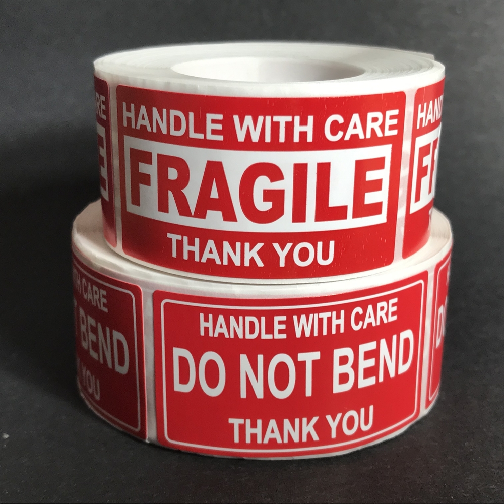 100 Red Fragile Stickers And 10p Handle With Care  Do Not Bend - Picture 6 of 6